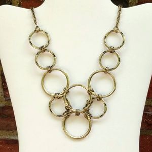 Antique gold interlocking circle necklace